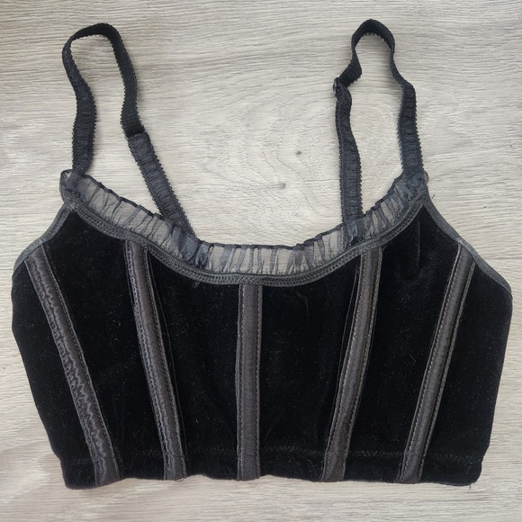 Vintage Victoria Secret Black Velvet Bra Y2K Mini Bustier Corset Dream Angel - Picture 5 of 15